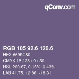 カラーコード: RGB 105 92.6 128.6 | qconv.com