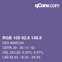 カラーコード: RGB 105 92.6 148.6 | qconv.com