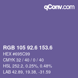 カラーコード: RGB 105 92.6 153.6 | qconv.com
