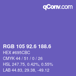 カラーコード: RGB 105 92.6 188.6 | qconv.com