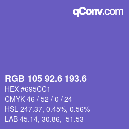 カラーコード: RGB 105 92.6 193.6 | qconv.com