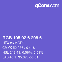 カラーコード: RGB 105 92.6 208.6 | qconv.com