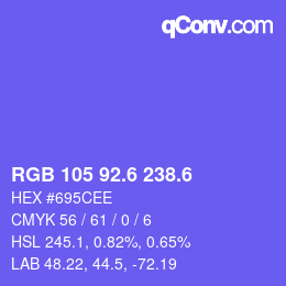 カラーコード: RGB 105 92.6 238.6 | qconv.com