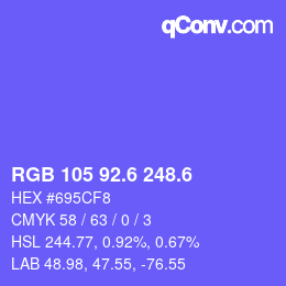 カラーコード: RGB 105 92.6 248.6 | qconv.com