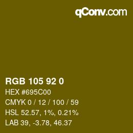 颜色代码: RGB 105 92 0 | qconv.com
