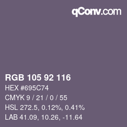 Color code: RGB 105 92 116 | qconv.com