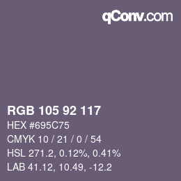 颜色代码: RGB 105 92 117 | qconv.com