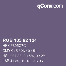 カラーコード: RGB 105 92 124 | qconv.com