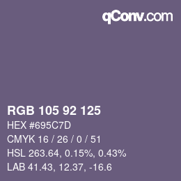 Farbcode: RGB 105 92 125 | qconv.com