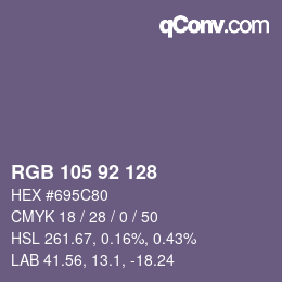 颜色代码: RGB 105 92 128 | qconv.com