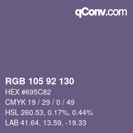 カラーコード: RGB 105 92 130 | qconv.com