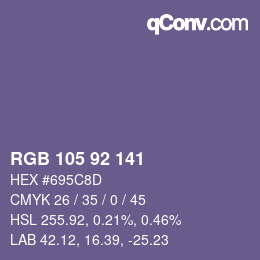 カラーコード: RGB 105 92 141 | qconv.com