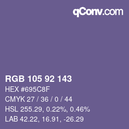 颜色代码: RGB 105 92 143 | qconv.com