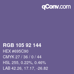 カラーコード: RGB 105 92 144 | qconv.com