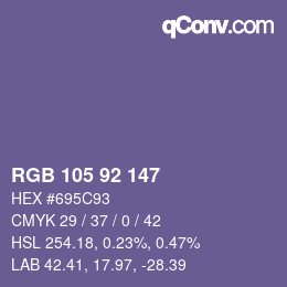 颜色代码: RGB 105 92 147 | qconv.com