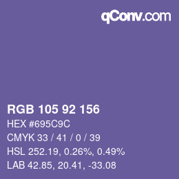 カラーコード: RGB 105 92 156 | qconv.com