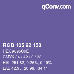 カラーコード: RGB 105 92 158 | qconv.com