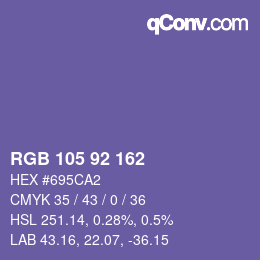 カラーコード: RGB 105 92 162 | qconv.com