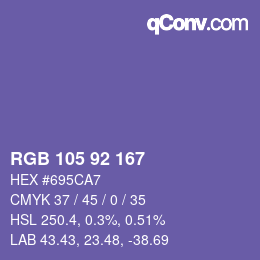 カラーコード: RGB 105 92 167 | qconv.com