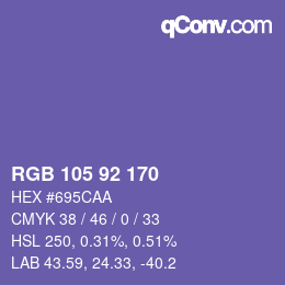 颜色代码: RGB 105 92 170 | qconv.com