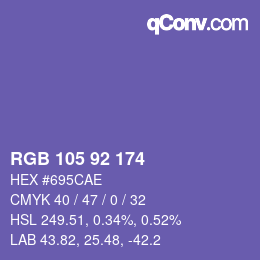 颜色代码: RGB 105 92 174 | qconv.com