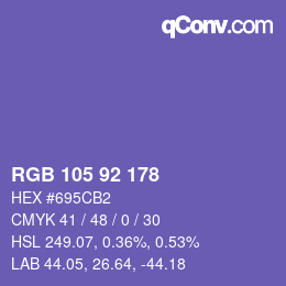 颜色代码: RGB 105 92 178 | qconv.com
