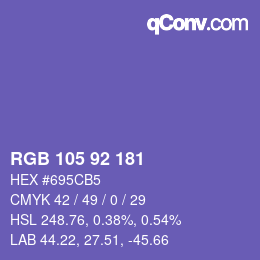 カラーコード: RGB 105 92 181 | qconv.com