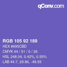 Color code: RGB 105 92 189 | qconv.com