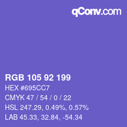 颜色代码: RGB 105 92 199 | qconv.com