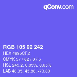 カラーコード: RGB 105 92 242 | qconv.com