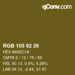 カラーコード: RGB 105 92 26 | qconv.com
