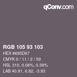 Color code: RGB 105 93 103 | qconv.com