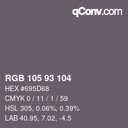 Color code: RGB 105 93 104 | qconv.com