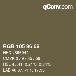 Farbcode: RGB 105 96 68 | qconv.com