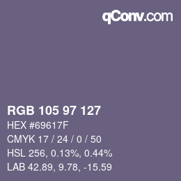 Código de color: RGB 105 97 127 | qconv.com