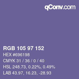 Color code: RGB 105 97 152 | qconv.com