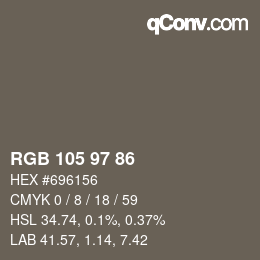 Código de color: RGB 105 97 86 | qconv.com