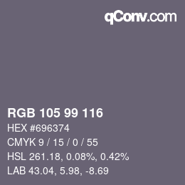 Farbcode: RGB 105 99 116 | qconv.com