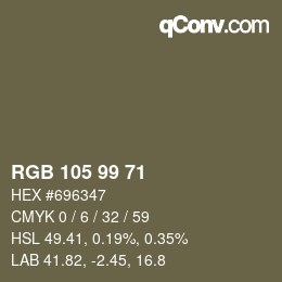 Color code: RGB 105 99 71 | qconv.com