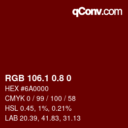 Color code: RGB 106.1 0.8 0 | qconv.com