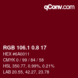カラーコード: RGB 106.1 0.8 17 | qconv.com