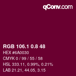 カラーコード: RGB 106.1 0.8 48 | qconv.com