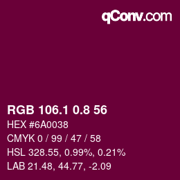 カラーコード: RGB 106.1 0.8 56 | qconv.com