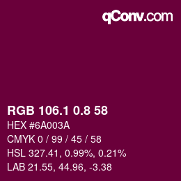 カラーコード: RGB 106.1 0.8 58 | qconv.com