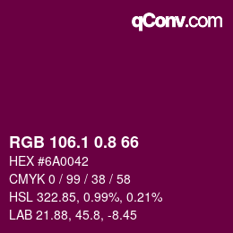カラーコード: RGB 106.1 0.8 66 | qconv.com