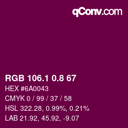 カラーコード: RGB 106.1 0.8 67 | qconv.com