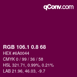 カラーコード: RGB 106.1 0.8 68 | qconv.com