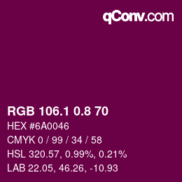カラーコード: RGB 106.1 0.8 70 | qconv.com