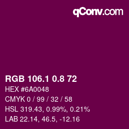 カラーコード: RGB 106.1 0.8 72 | qconv.com