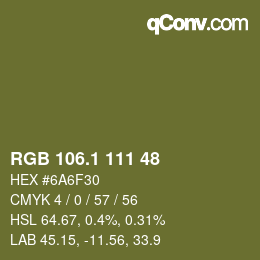 カラーコード: RGB 106.1 111 48 | qconv.com